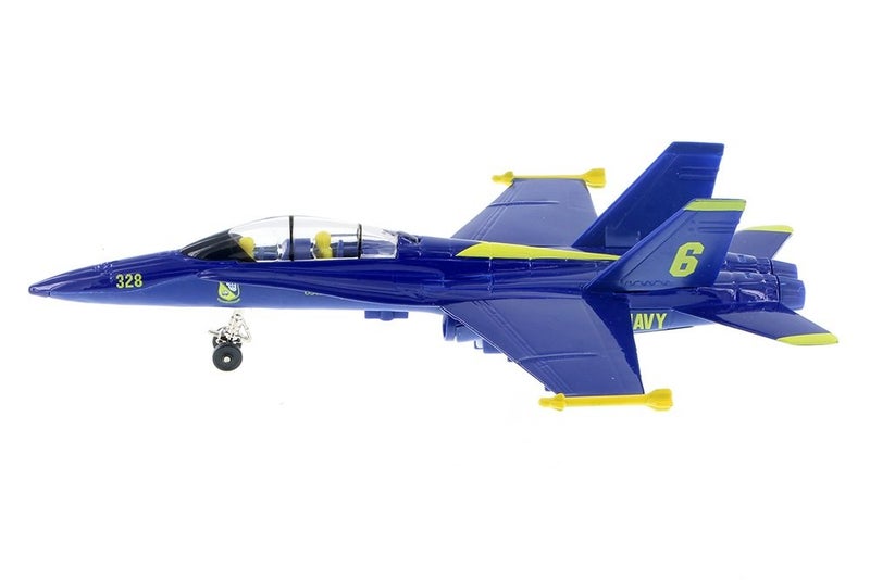 Playmaker Toys ðŸ›¦ United States Navy Blue Angels F/A-18 Super Hornet Fighter Jet 9 Inch Die Cast Metal Model Toy with Pullback Action - Image 3